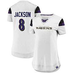 Majestic Threads Men's Majestic Threads Lamar Jackson Cream/Black Baltimore Ravens  Vintage Player Name & Number 3/4-Sleeve Fitted T-Shirt