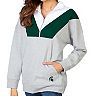 Women's Heathered Gray Michigan State Spartans Missy Colorblock Quarter-Zip Jacket