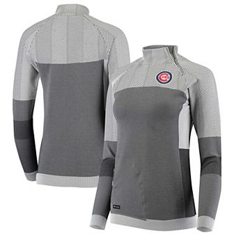 Women's Levelwear Gray Chicago Cubs Verse Asymmetrical Tri-Blend Quarter-Zip Jacket