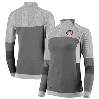 Women's Levelwear Gray Chicago Cubs Verse Asymmetrical Tri-Blend Quarter-Zip Jacket