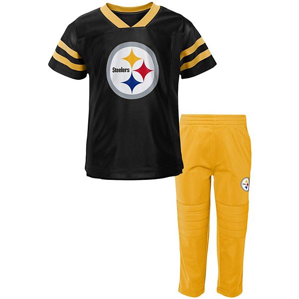 Toddler Black/Gold Pittsburgh Steelers Training Camp V-Neck T-Shirt & Pants  Set