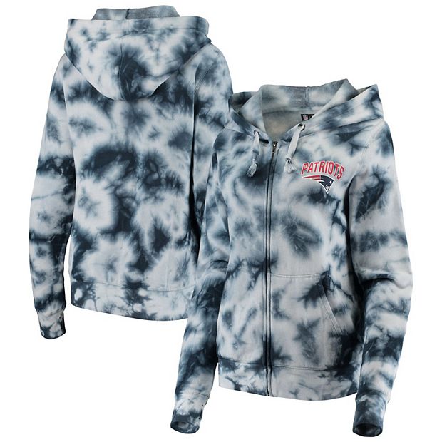 Women's New Era Navy New England Patriots Tie Dye Fleece Full-Zip Hoodie 