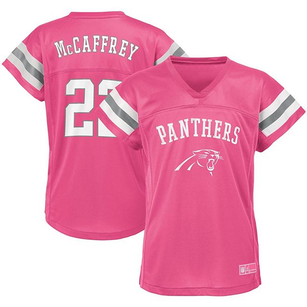 Girls Youth Christian McCaffrey Pink Carolina Panthers Fashion Fan Gear  V-Neck T-Shirt