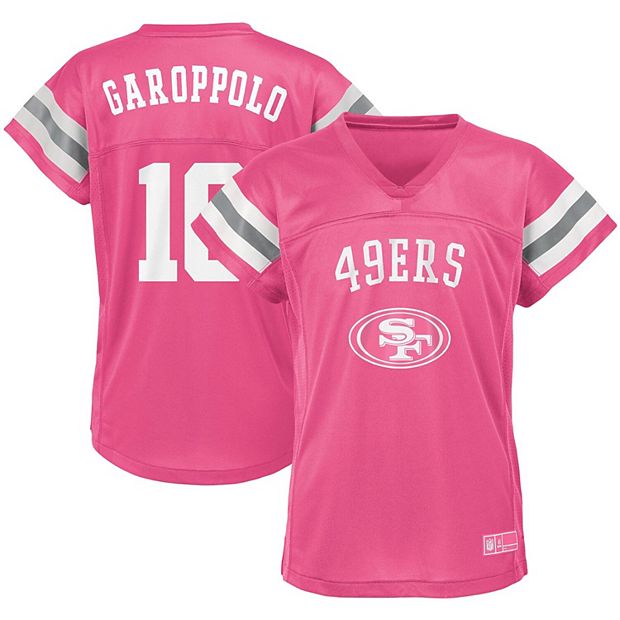 Girls Youth Jimmy Garoppolo Pink San Francisco 49ers Fashion Fan Gear  V-Neck T-Shirt