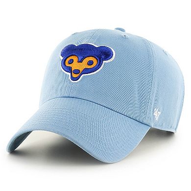 Men's '47 Light Blue Chicago Cubs Logo Cooperstown Collection Clean Up Adjustable Hat