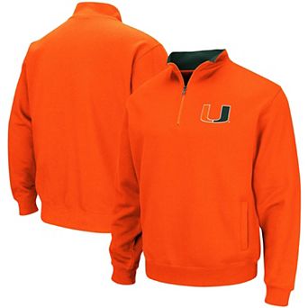 Men's Colosseum Orange Miami Hurricanes Tortugas Logo Quarter-Zip Jacket