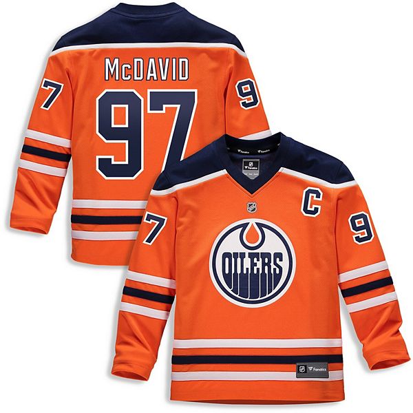 Connor McDavid Edmonton Oilers Fanatics Branded Women's Power Player Long Sleeve Notch Neck T-Shirt – Orange/Navy