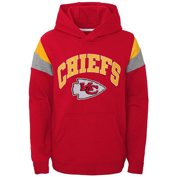 Youth Red Kansas City Chiefs Retro Color Block Pullover Hoodie