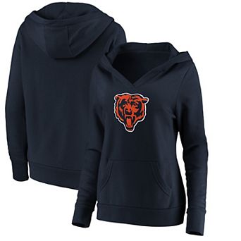 Women's Fanatics Navy Chicago Bears Primary Team Logo V-Neck Pullover Hoodie