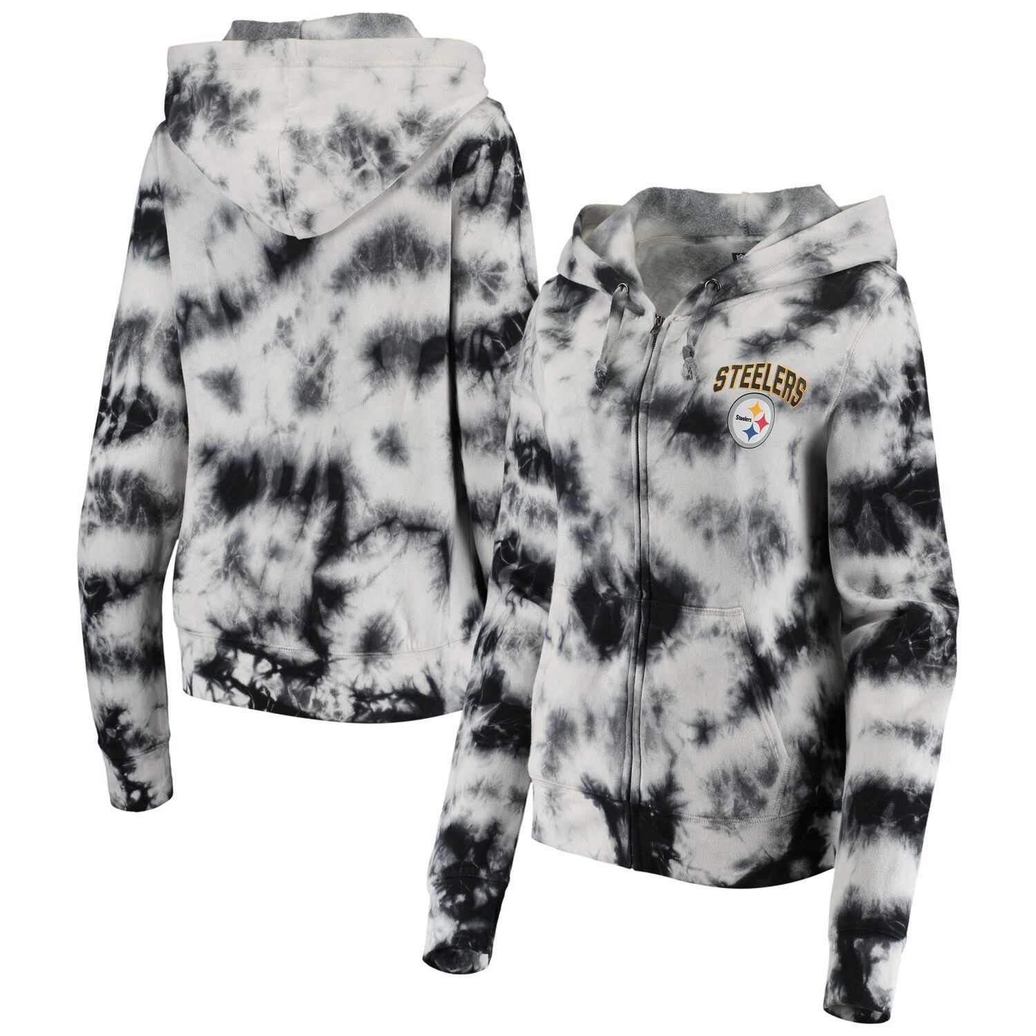 New Era Black Pittsburgh Steelers Team Tie-Dye Pullover Hoodie