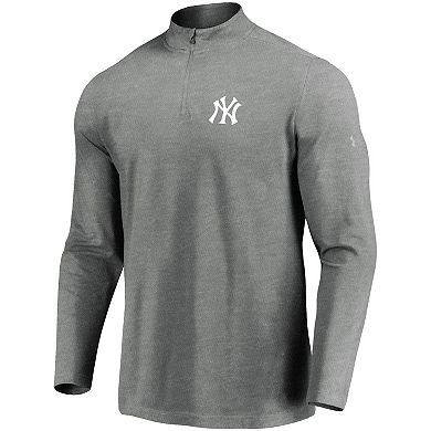 Men's Under Armour Heathered Gray New York Yankees Passion Performance Tri-Blend Quarter-Zip Pullover Jacket