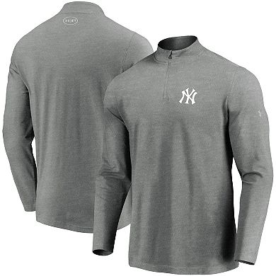 Men's Under Armour Heathered Gray New York Yankees Passion Performance Tri-Blend Quarter-Zip Pullover Jacket