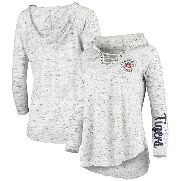 Women's Pressbox Gray Auburn Tigers Space Dye LaceUp VNeck Long