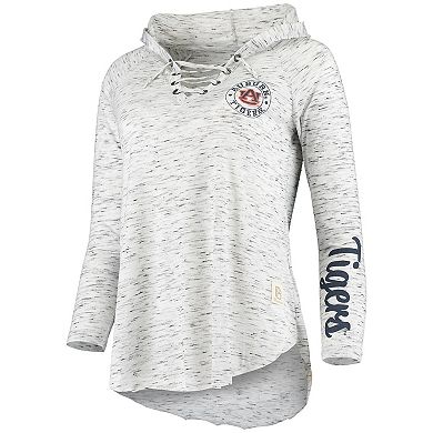 Women's Pressbox Gray Auburn Tigers Space Dye Lace-Up V-Neck Long Sleeve T-Shirt