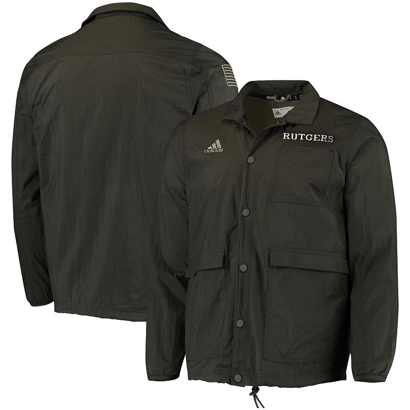 Mens adidas Olive Rutgers Scarlet Knights Salute to Service Full-Zip Jacke