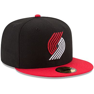 Men's New Era Black/Red Portland Trail Blazers Official Team Color 2-Tone 59FIFTY Fitted Hat