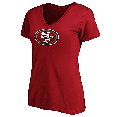 Women's Fanatics Branded Scarlet San Francisco 49ers Primary Logo V-Neck T-Shirt
