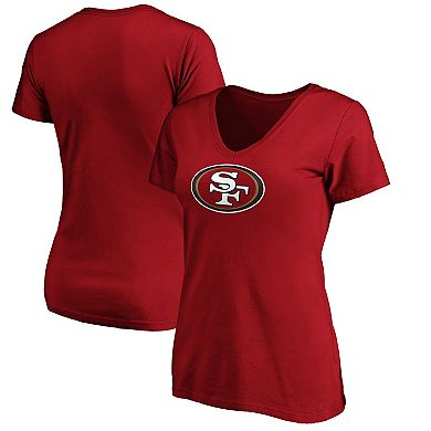 Women's Fanatics Branded Scarlet San Francisco 49ers Primary Logo V-Neck T-Shirt