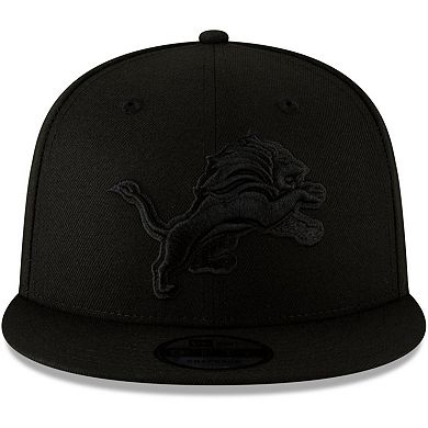 Men's New Era Black Detroit Lions Black On Black 9FIFTY Adjustable Hat