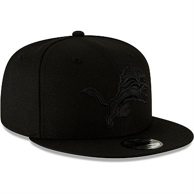 Men's New Era Black Detroit Lions Black On Black 9FIFTY Adjustable Hat