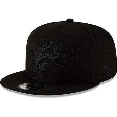 Men's New Era Black Detroit Lions Black On Black 9FIFTY Adjustable Hat