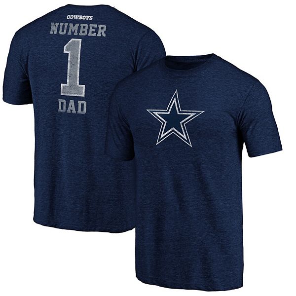 Men's Dallas Cowboys Fanatics Branded Navy #1 Dad Crew Neck T-Shirt