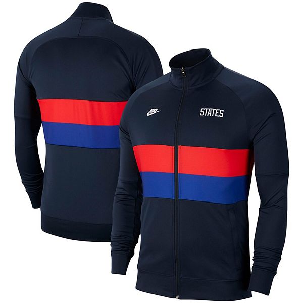 Buy the Nike USA Olympics Men's Navy Blue/Red Nylon Zip-up Jacket Size XL  NWT