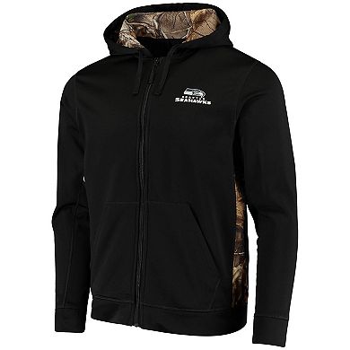 Men's Dunbrooke Black/Realtree Camo Seattle Seahawks Decoy Tech Fleece Full-Zip Hoodie