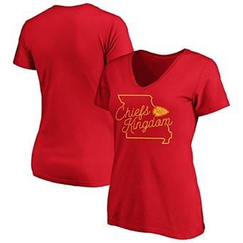 Women's NFL Pro Line by Fanatics Branded Red Kansas City Chiefs Iconic Script State V-Neck T-Shirt