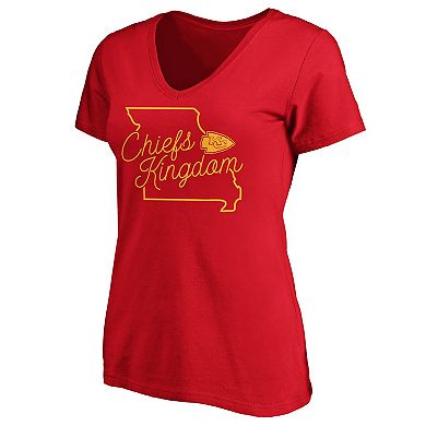 Women's Fanatics Red Kansas City Chiefs Iconic Script State V-Neck T-Shirt