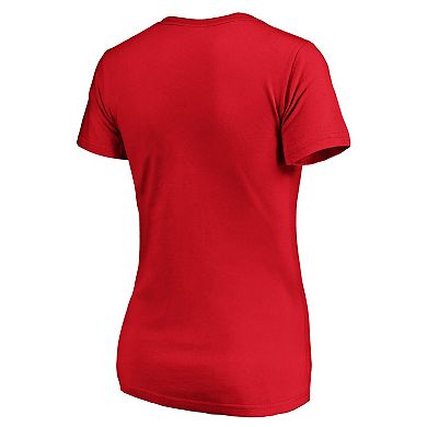 Women's Fanatics Red Kansas City Chiefs Iconic Script State V-Neck T-Shirt