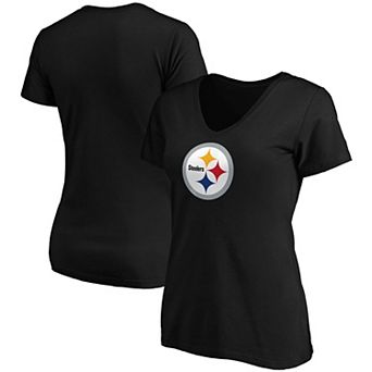 Women's Fanatics Branded Black Pittsburgh Steelers Primary Logo V-Neck T-Shirt