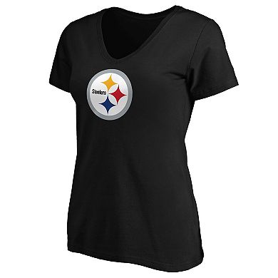 Women's Fanatics Branded Black Pittsburgh Steelers Primary Logo V-Neck T-Shirt