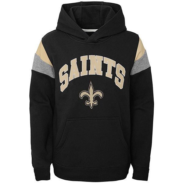 Youth Black New Orleans Saints Retro Color Block Pullover Hoodie
