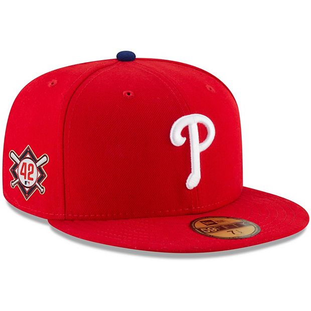 Men's New Era Red Philadelphia Phillies Jackie Robinson Day Sidepatch  59FIFTY Fitted Hat