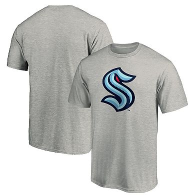 Men's Fanatics Branded Heather Gray Seattle Kraken Primary Logo T-Shirt