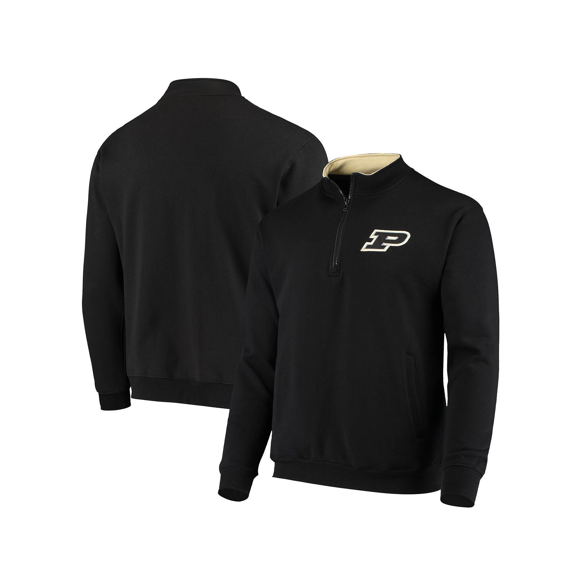 Mens Colosseum Black Purdue Boilermakers Tortugas Logo Quarter-Zip Jacket,