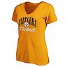 Women's Fanatics Branded Gold Pittsburgh Steelers Team Color Victory Script V-Neck T-Shirt