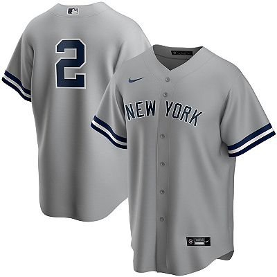 Men s Nike Derek Jeter Gray New York Yankees Road Replica Player Jersey