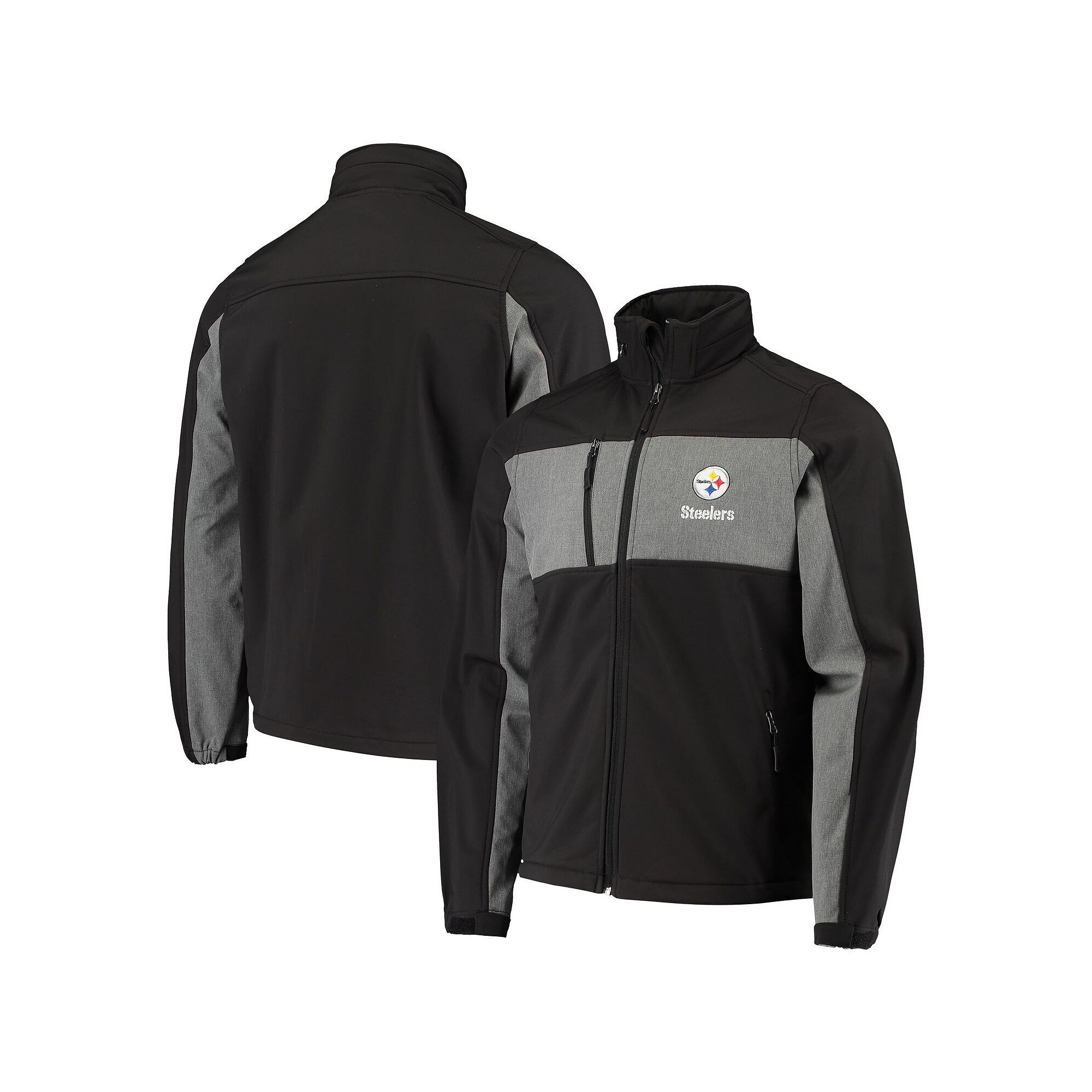 Mens Dunbrooke Black Pittsburgh Steelers Circle Zephyr Softshell Full-Zip 