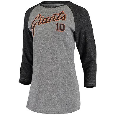 Women's 5th & Ocean by New Era Evan Longoria Gray San Francisco Giants Script Name & Number Raglan Tri-Blend 3/4-Sleeve T-Shirt