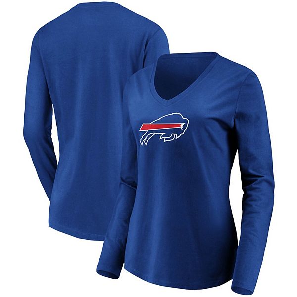 Women's NFL Pro Line by Fanatics Branded Red Buffalo Bills Primary Logo  Long Sleeve V-Neck