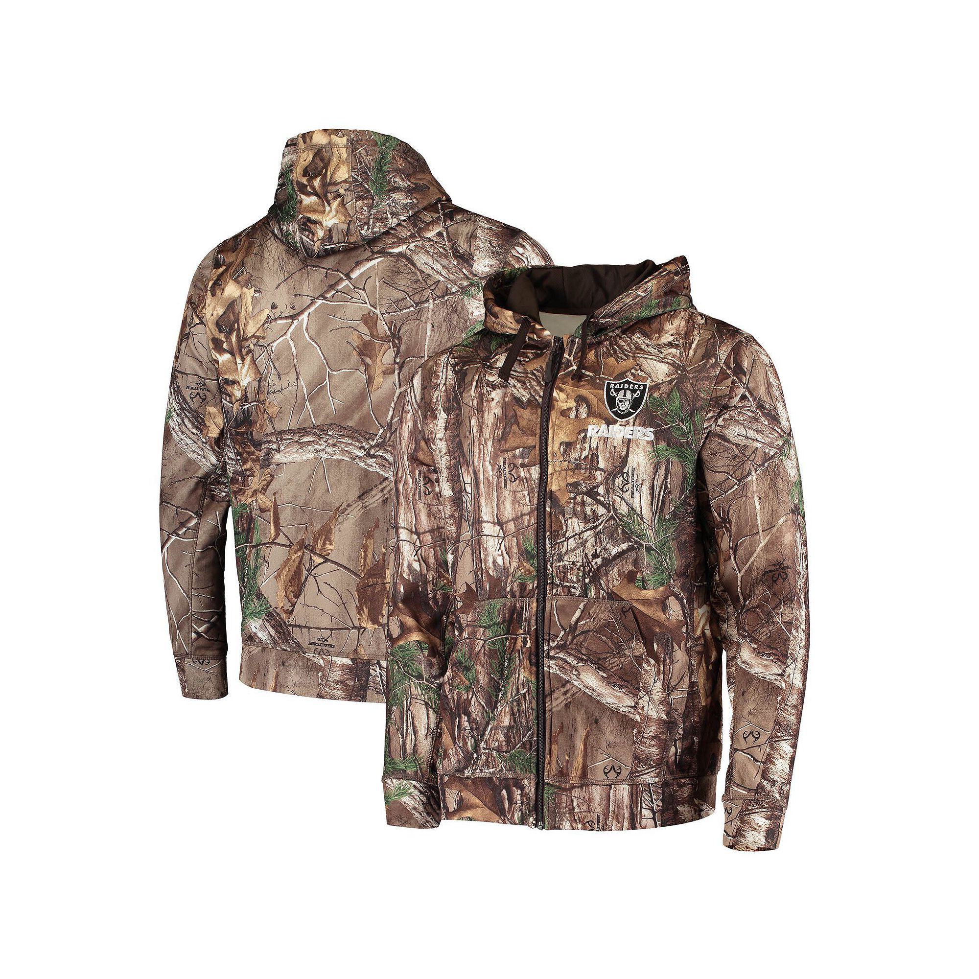 Mens Dunbrooke Realtree Camo Las Vegas Raiders Trophy Tech Fleece Full-Zip