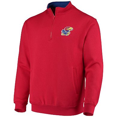 Men's Colosseum Red Kansas Jayhawks Tortugas Logo Quarter-Zip Jacket