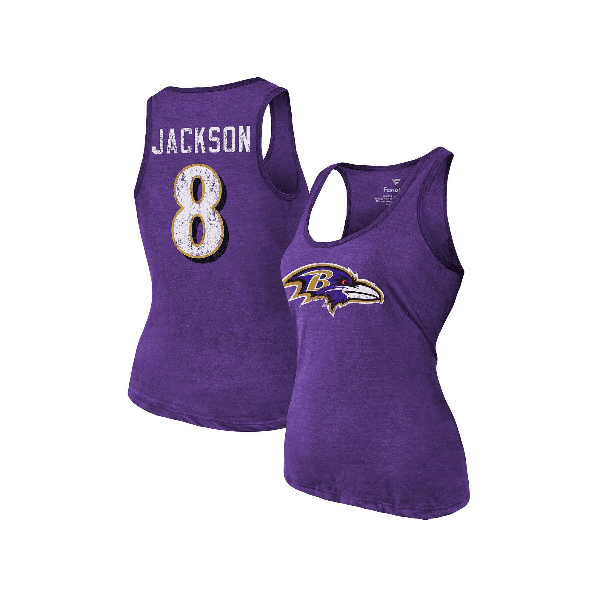 Womens Fanatics Branded Heathered Purple Baltimore Ravens Name & Number Tr