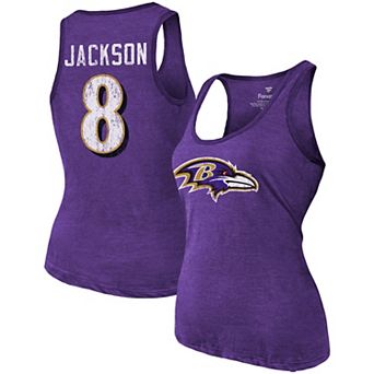 Women's Fanatics Branded Heathered Purple Baltimore Ravens Name & Number Tri-Blend Tank Top