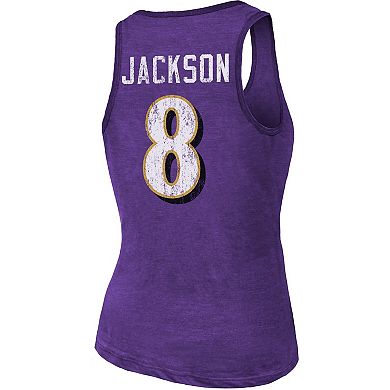 Women's Fanatics Branded Heathered Purple Baltimore Ravens Name & Number Tri-Blend Tank Top