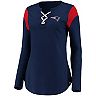 Women's NFL Pro Line by Fanatics Branded Navy New England Patriots Iconic Lace-Up Long Sleeve T-Shirt