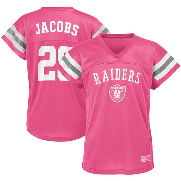 Girls Youth Josh Jacobs Pink Las Vegas Raiders Fashion Fan Gear V-Neck  T-Shirt