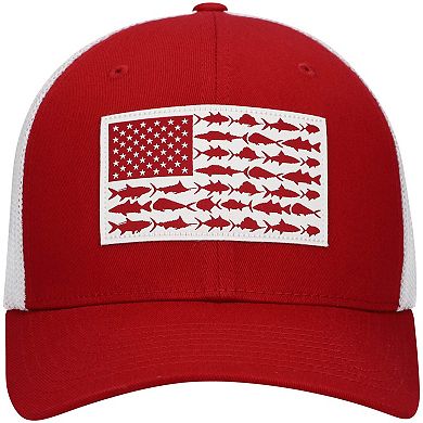 Men's Columbia Crimson Alabama Crimson Tide PFG Tonal Fish Flag Flex Hat